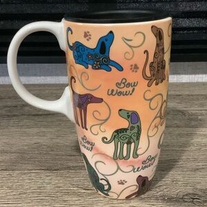 Colorful Dog Patterned coffee tumbler  by Cypress